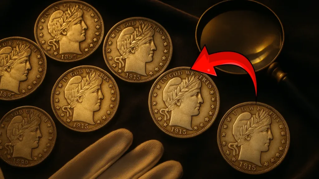 Barber half dollar coins minted between 1892 and 1915 are worth hundreds of dollars depending on rarity and condition